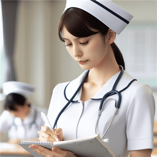 大学病院で研修を受ける若手女性看護師